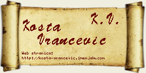 Kosta Vrančević vizit kartica